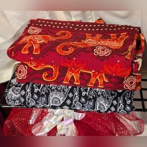 Red and Black Elephant Print Scarves